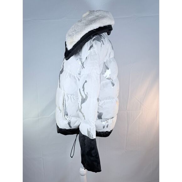 Biannual Camp Puffer Coat Womens S White Faux Fur Collar Gorpcore Winter Ski‎ - Picture 8 of 15